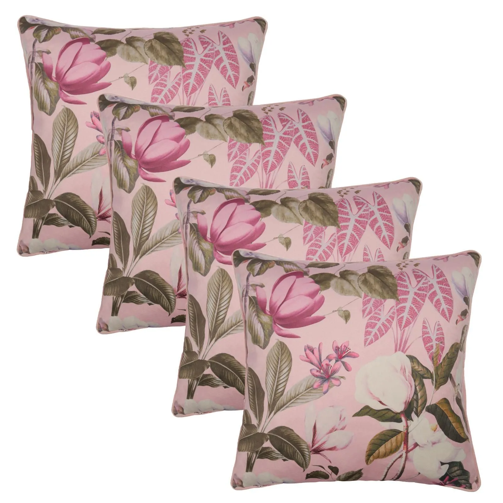 OHS 4 Pack Printed Floral Cushion Covers Home Decor Set in Pink