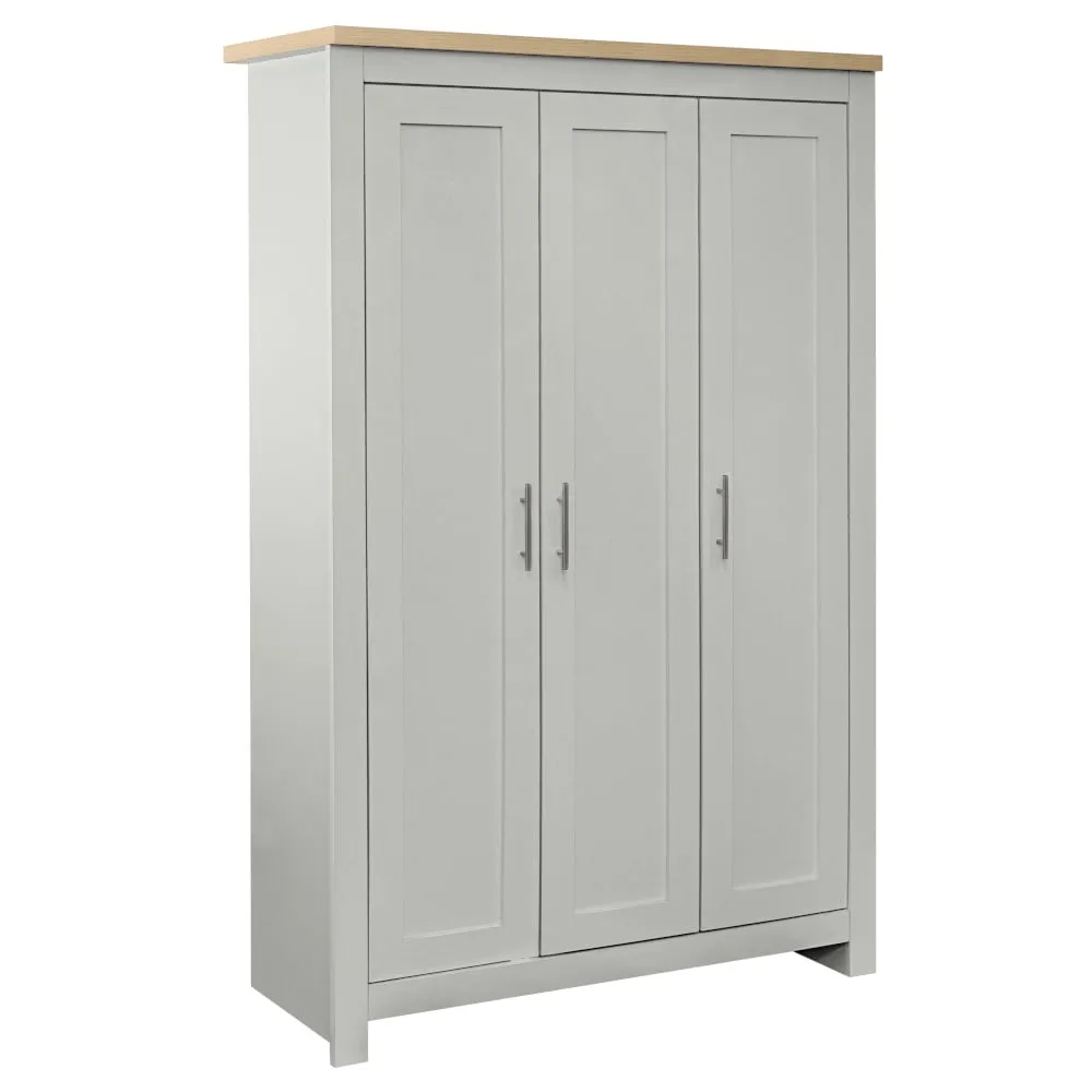 Highgate - 3 Door Wardrobe - Grey/Oak - Wooden - Happy Beds 1