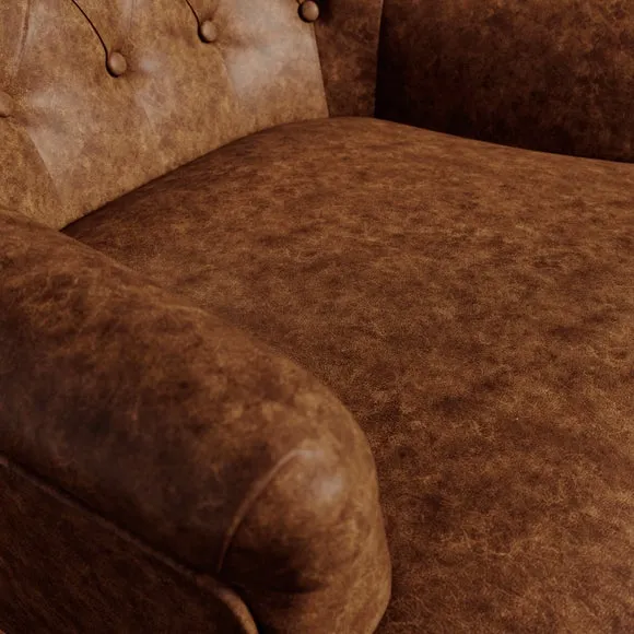 Petit Relaxed Faux Leather Button Back Occasional Armchair 3