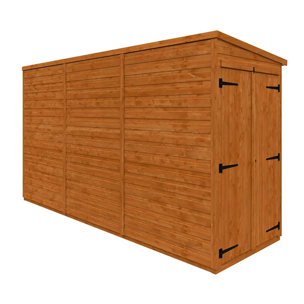 Buttercup Farm 12x4 Flex Pent Double Door Windowless 12mm Flex - L353.8xW115xH203 cm in Burnt Orange