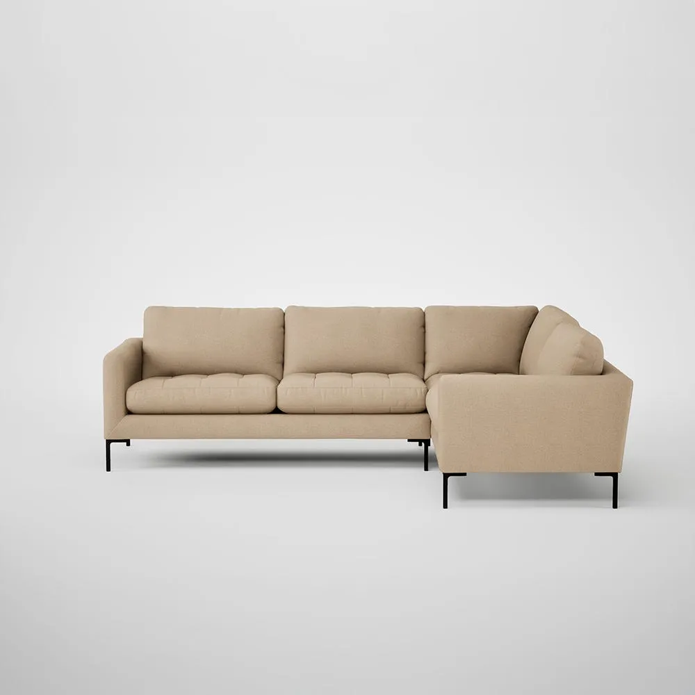 Heal's Eton Right Hand Facing Corner Sofa Capelo Linen-Cotton Bamboo Black Feet 1