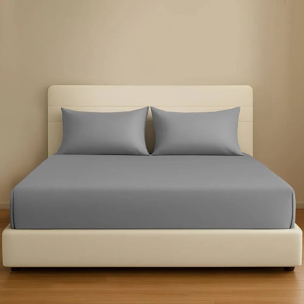 Pamposh 35cm Extra Deep Pocket Egyptian Cotton Fitted Sheet in Grey
