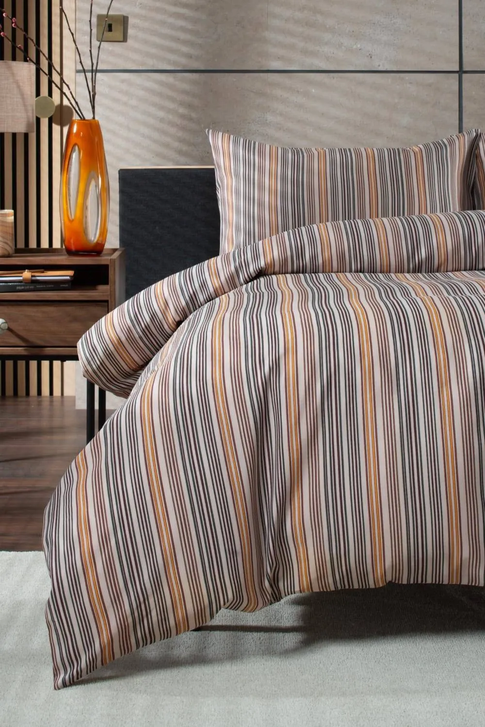 Deyongs Studio Fine Stripe Cotton Printed Duvet Set