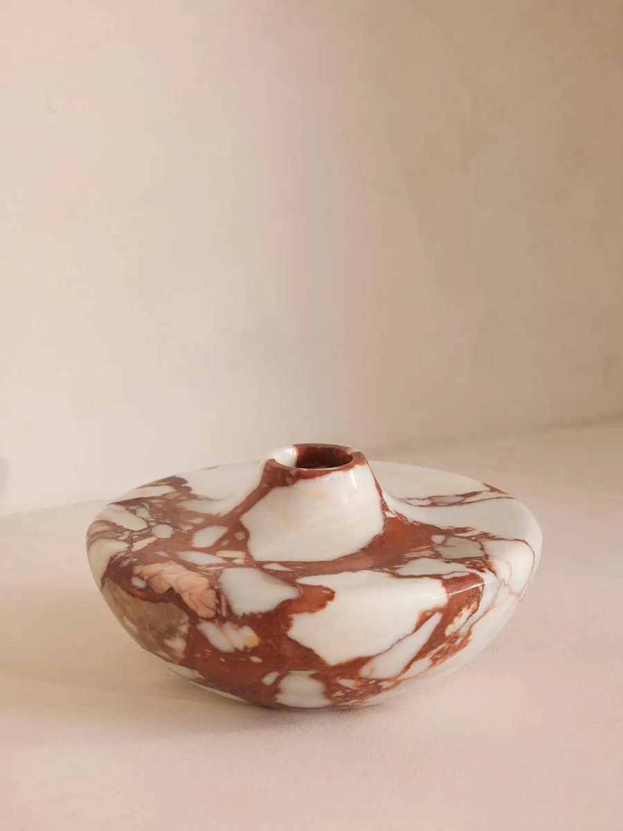 Alma Vase, Red Bulgari Marble