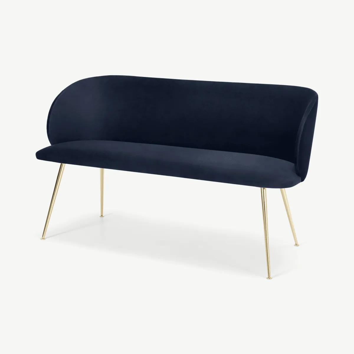 Adeline Dining bench, Royal Blue Velvet and Brass