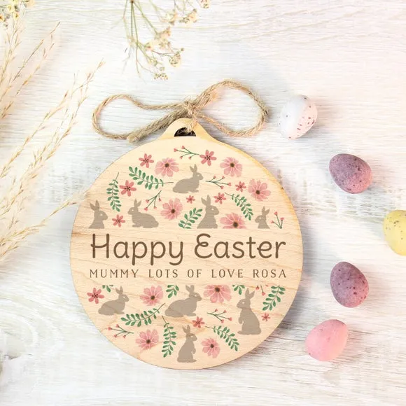 Personalised Floral Easter Tree Wooden Decoration 4