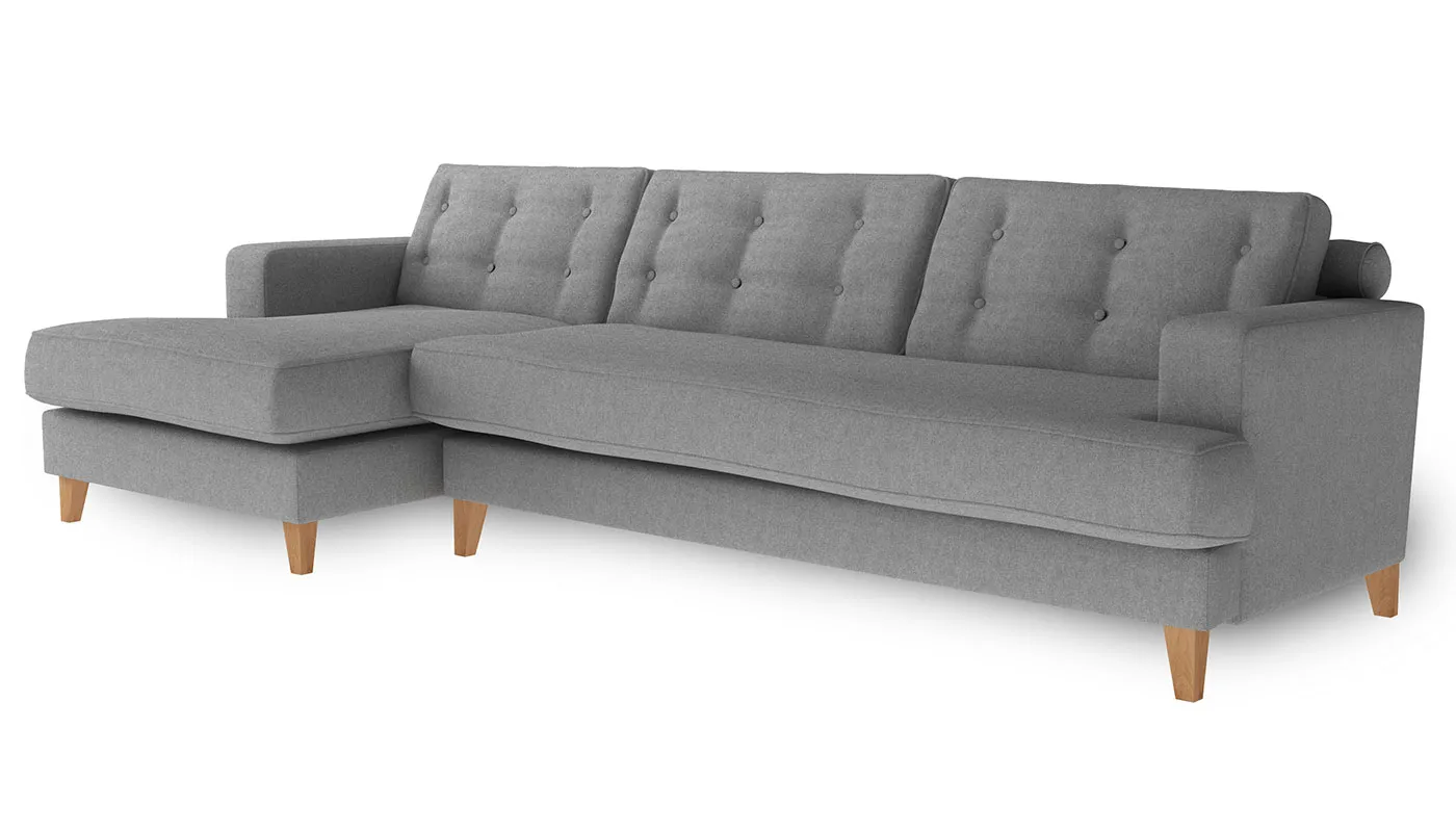 Heal's Mistral Left Hand Corner Sofa Cotton Pewter Natural Feet