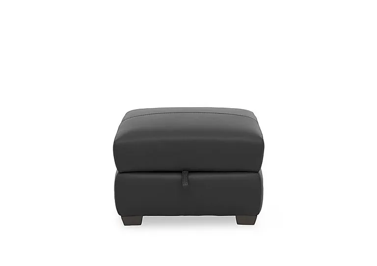 Flex Leather Storage Footstool - Classic Black