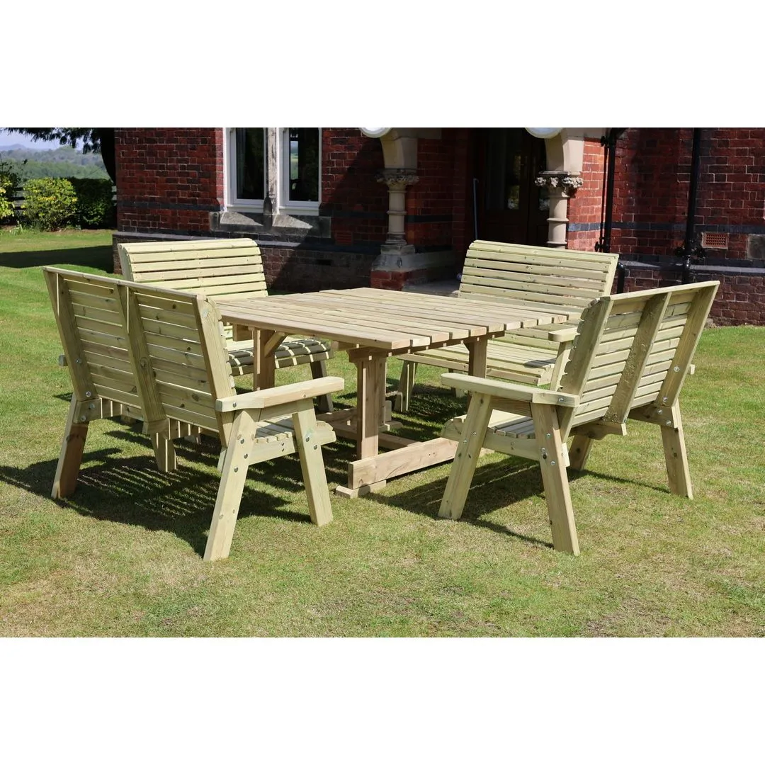 Churnet Valley Garden Furniture Ltd Ergo 8 Seater Square Table & 4 Benches - Minimal Assembly Required in Brown 5