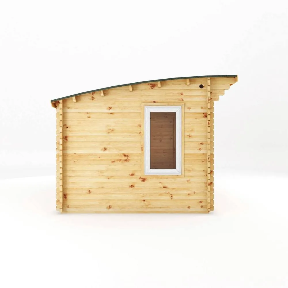 Mercia 3 x 3 m Curved Roof Log Cabin - 44 mm - White UPVC Windows & Door in Light Brown 4