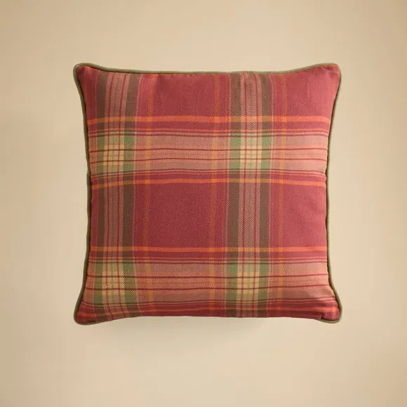Embroidered Robin Tartan Square Cushion 4
