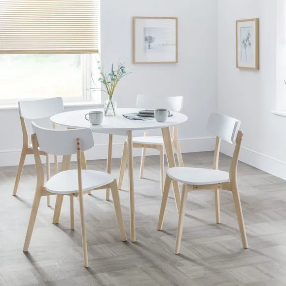 Casa 4 Seater Round Dining Table with 4 Chairs, White