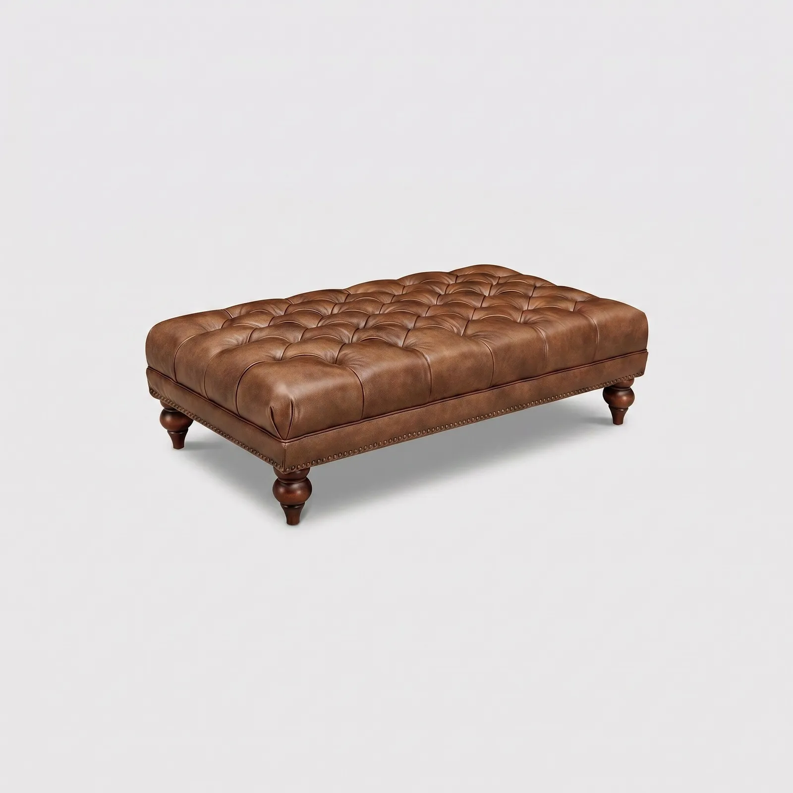Ullswater Footstool 2034 Dark Rum Fl, Brown Leather | Barker & Stonehouse