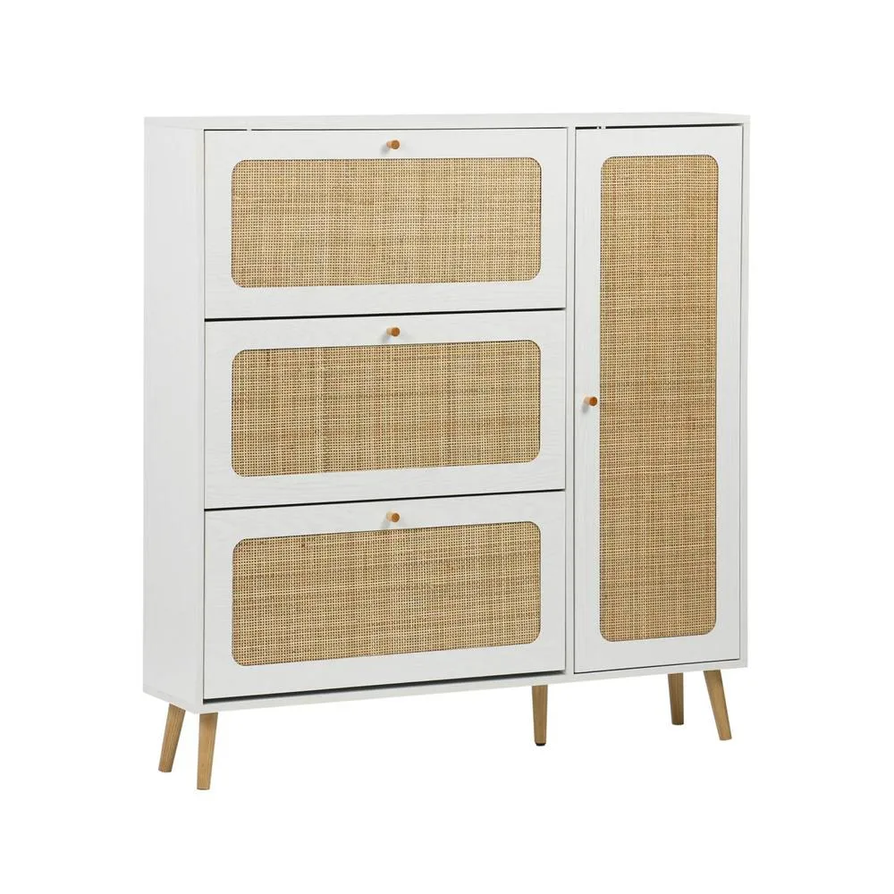 sweeek Canework shoe cabinet with 3 drawers in Off-White 2
