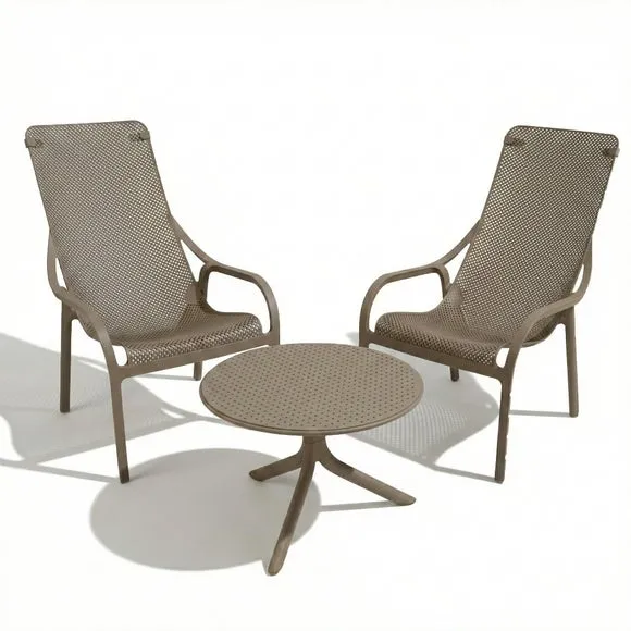 Nardi Step Low Round Table with 2 Net Lounge Chairs 2