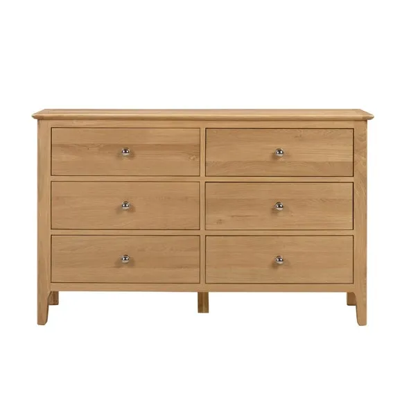Cotswold Wide 6 Drawer Chest, Oak 4
