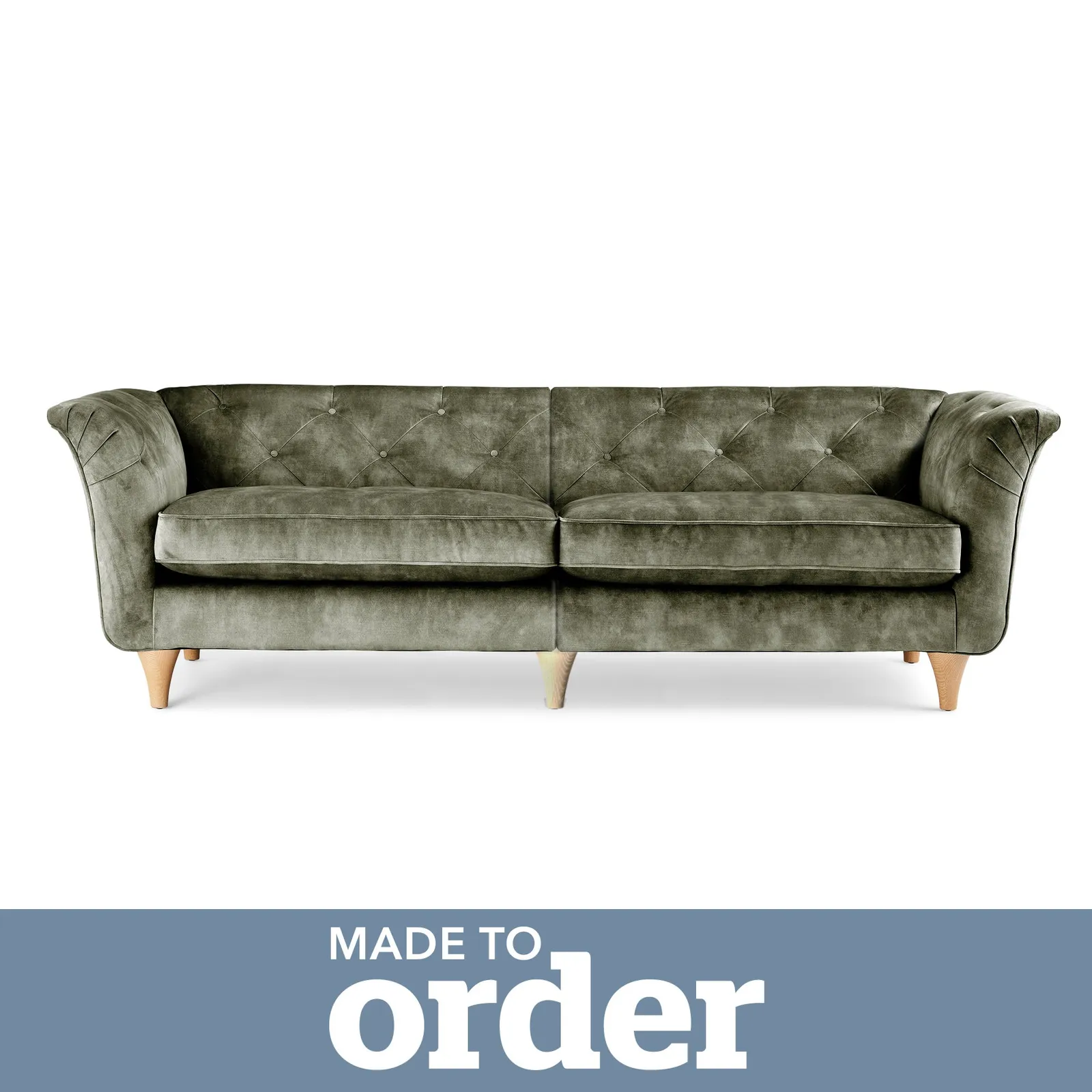 Jaipur 4 Seater Sofa Slub Velvet Green