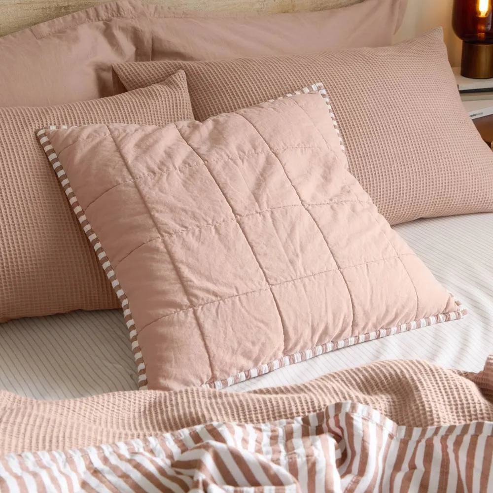 Yard Hebden Striped 100% Cotton Cushion in Tan 1