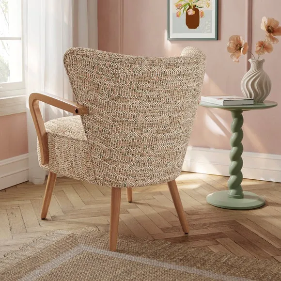 Eliza Multi Woven Boucle Wooden Occasional Chair 2