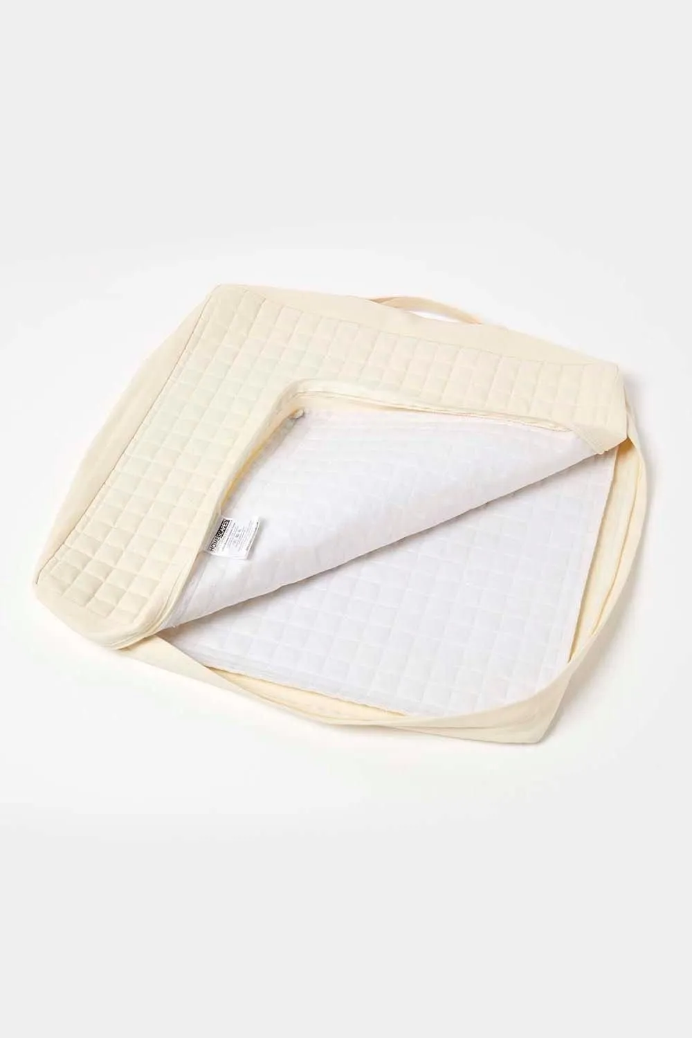 Homescapes Quilted Cotton Armchair Booster Cushion Cover in Cream 1
