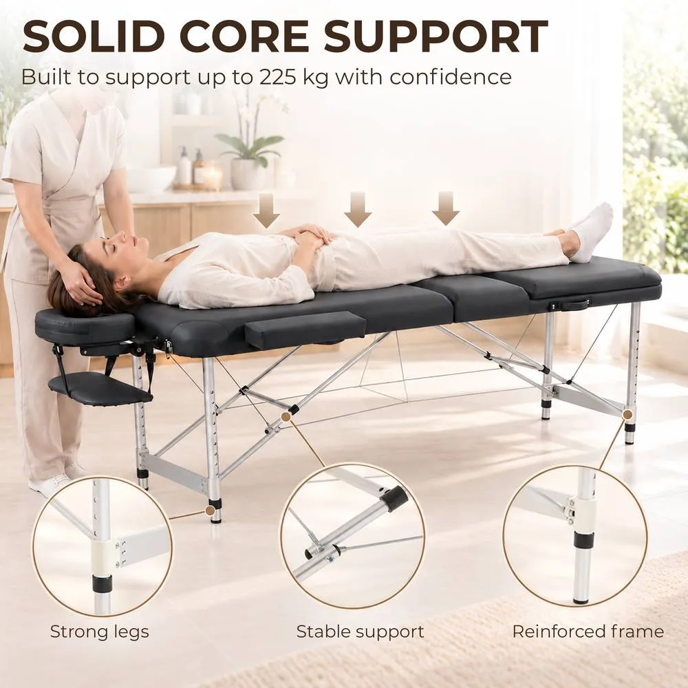 HOMCOM Portable Massage Table Beauty Therapy Sofa Bed Spa Aluminium Black 4