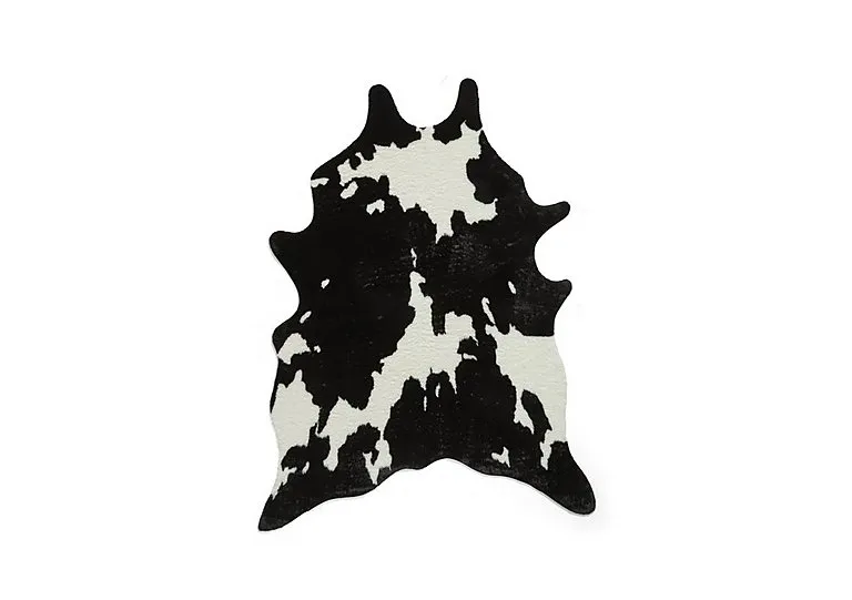 Faux Fur Cow Rug - 150cm-x-200cm - Black