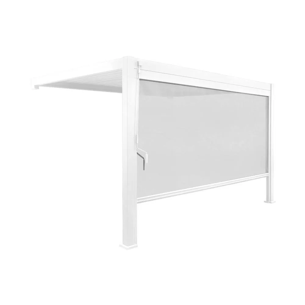 sweeek Lean to pergola with louvered roof in aluminium 4x3m + 4m blind in White 2