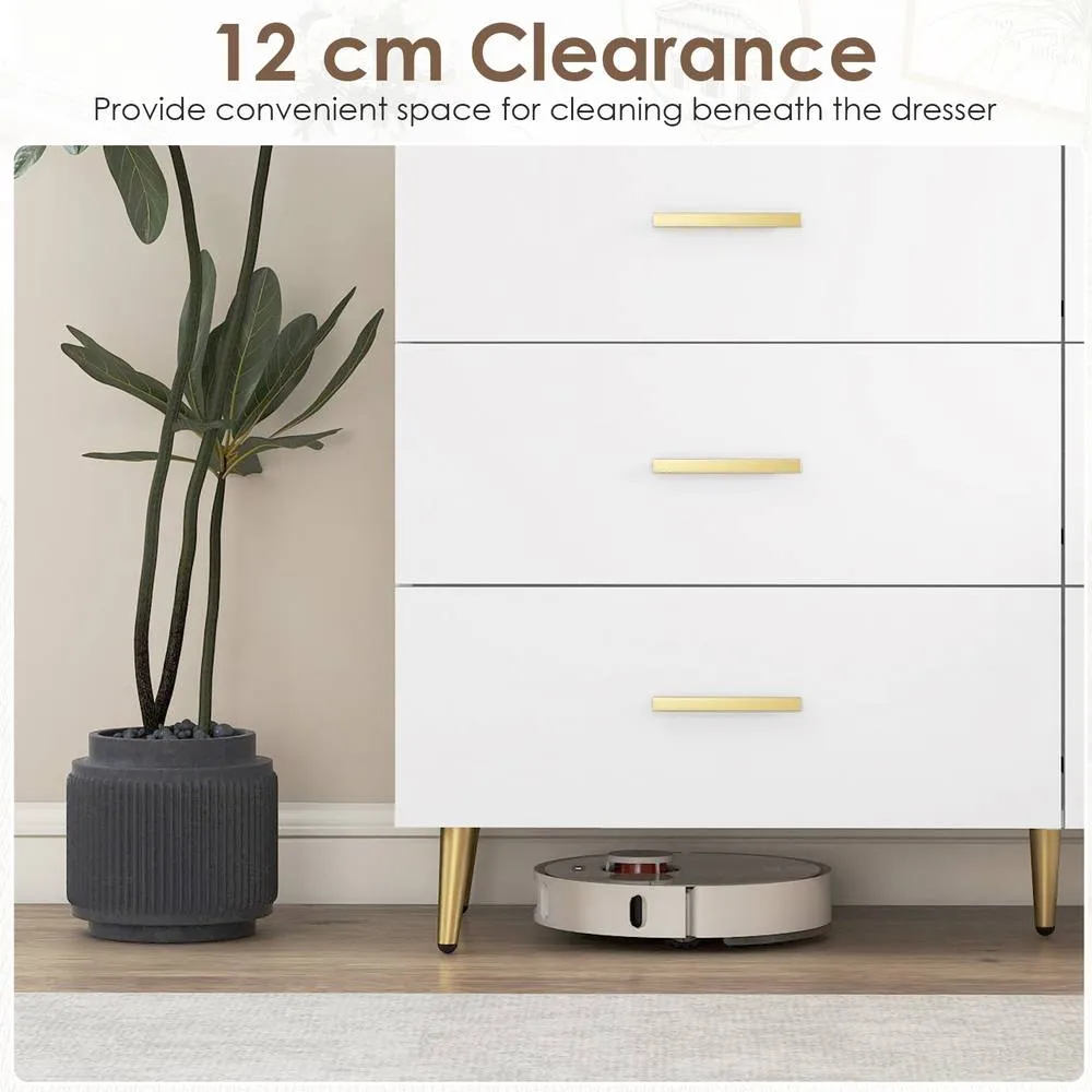 Costway Modern 6 Drawer Dresser Wooden Wide Chest of Drawers in White 6