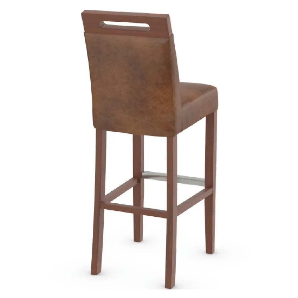 netfurniture Greta Aniline Tan Real Leather Kitchen Breakfast Bar Stool Assembled in Brown 5