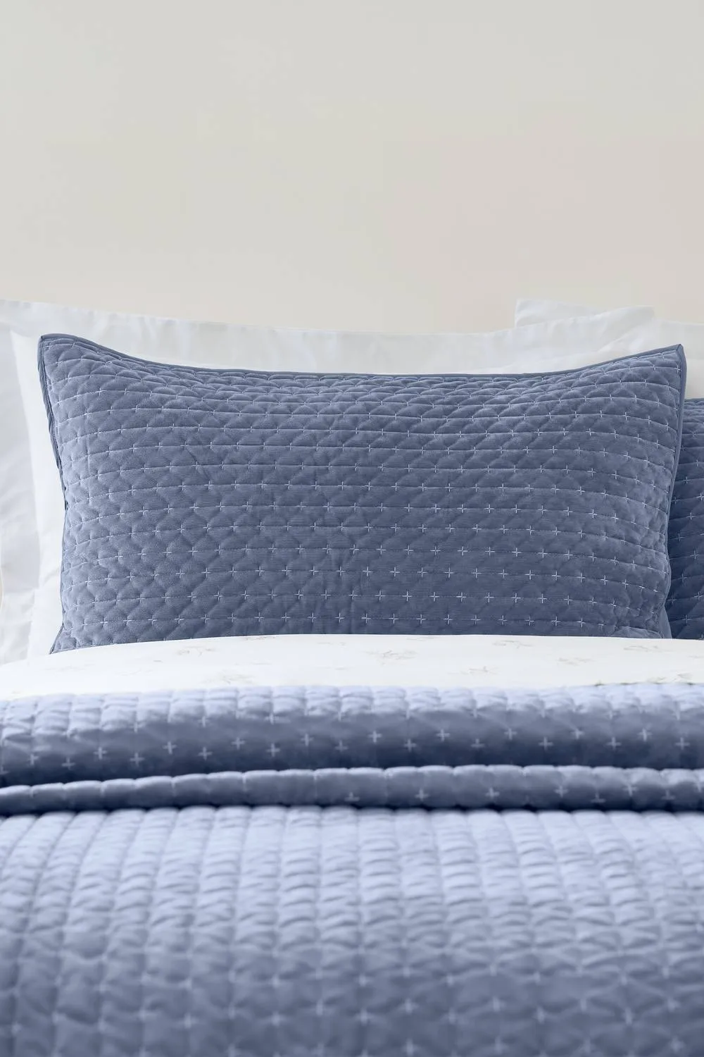 Bianca 'Attica Velvet' Embroidered Pillow sham Pair in Blue