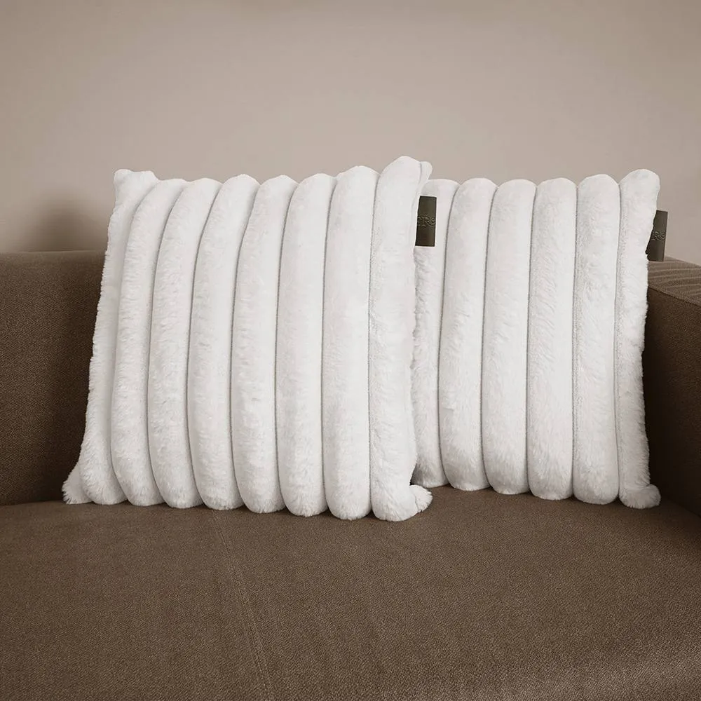 rucomfy Beanbags rucomfy Ribbed Faux Fur 45x45cm Cushion - Luxury Home Decor Pillow in Ivory