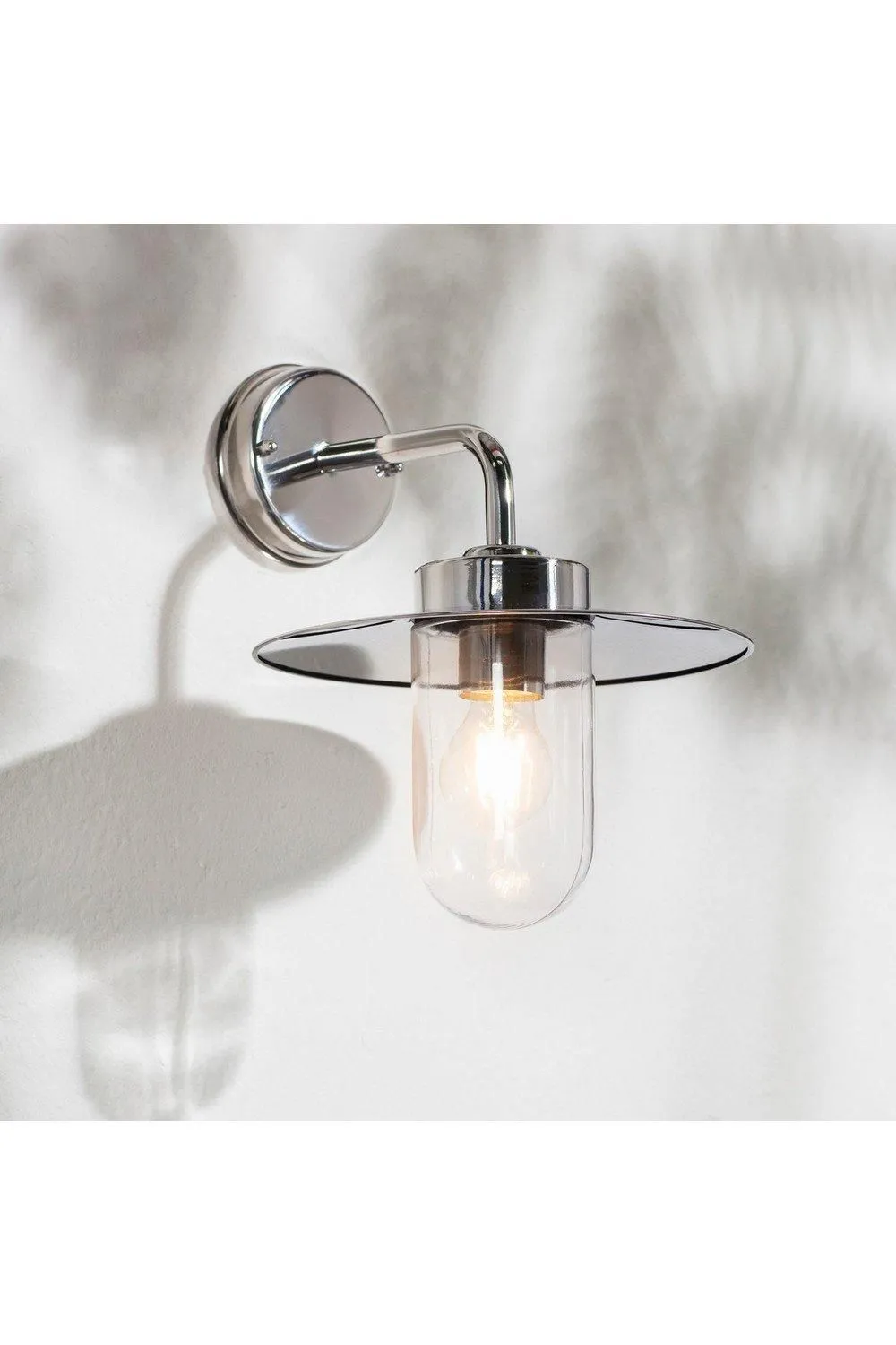 Netlighting Addison Outdoor Wall Polished Stainless Steel & Clear Glass 1 Light Dimmable IP44 E27 in Grey 2