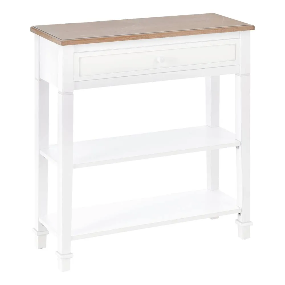 HOMCOM White Console Table Hallway Side Desk with Drawer 2 Shelves Worktop