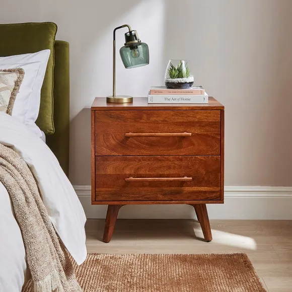 Maxton 2 Drawer Bedside Table, Mango Wood