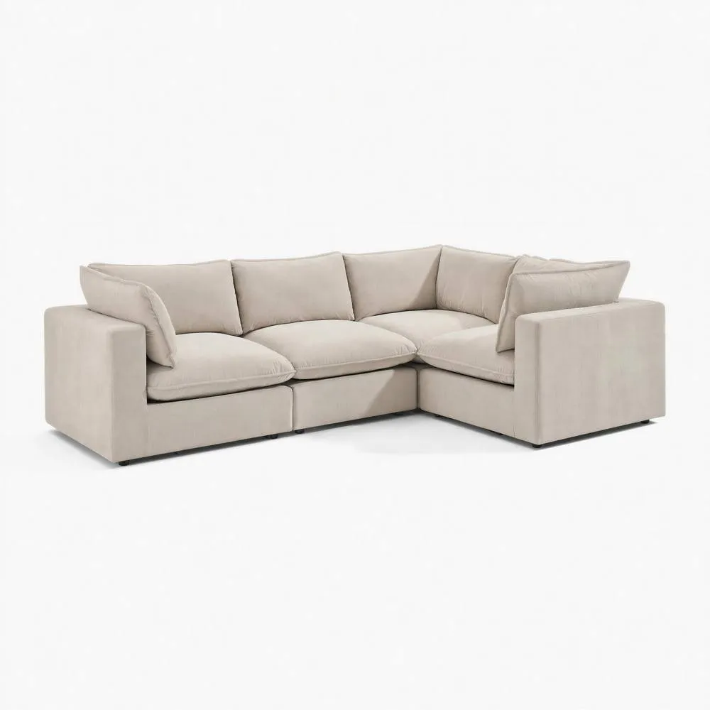 FurnitureboxUK Echo Linen-Look Fabric 3 Seater Modular Corner Sofa in Cream 6