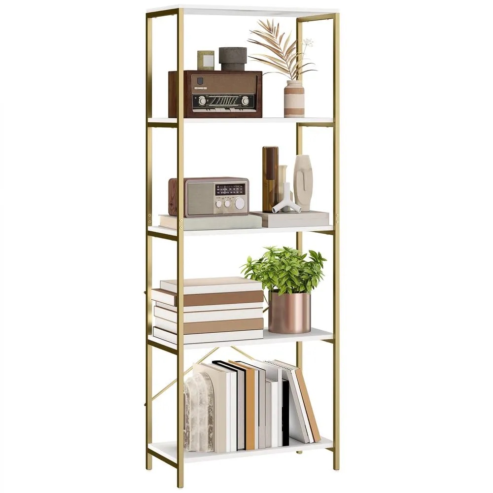 HOMCOM Modern Bookshelf, Freestanding Bookcase in White 2