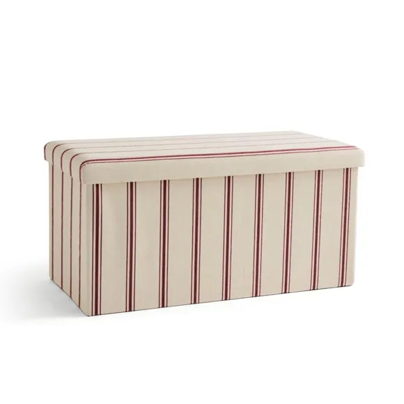 Faux Linen Folkstone Stripe Rectangle Ottoman 3