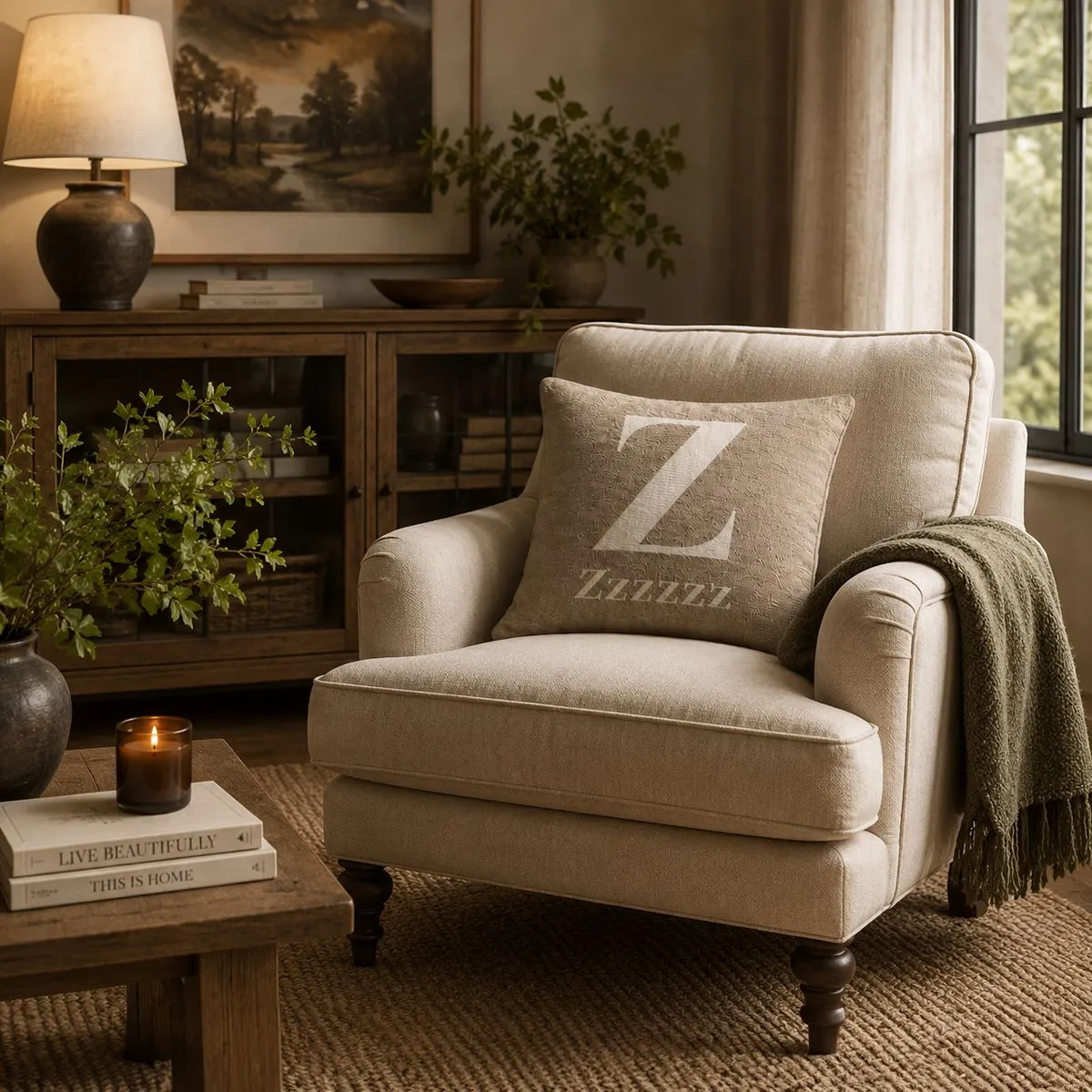 Orsina Zzzzzz Words Cushion in Natural