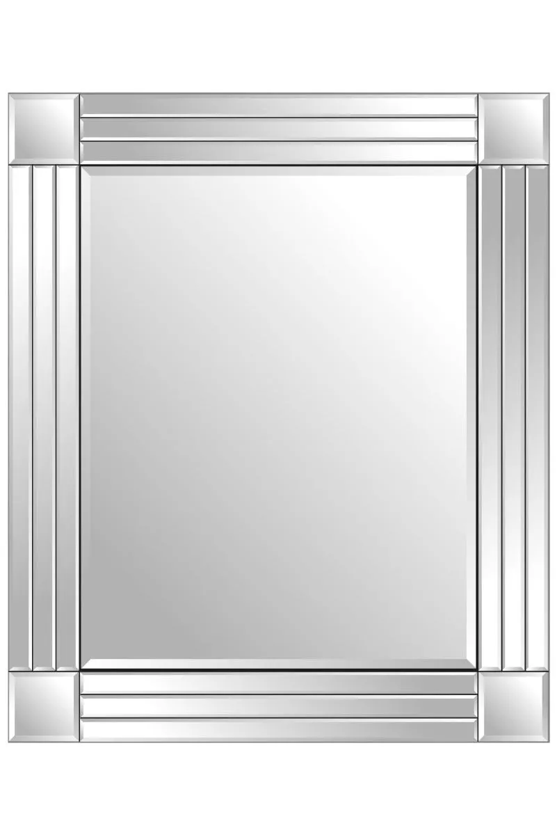 MirrorOutlet Milton All Glass Bevelled Square Corner Mirror 68 x 58 CM in Silver 3