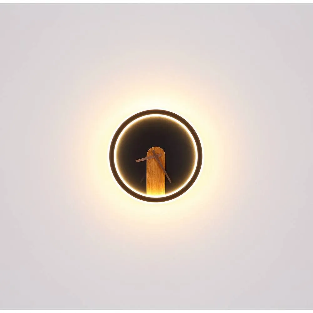 Netlighting Sussy 31cm Integrated LED Wall Lamp Matt Black LED 3000K Clock 5
