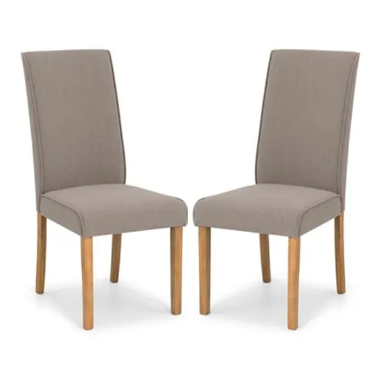 Seville Taupe Linen Fabric Dining Chair In Pair