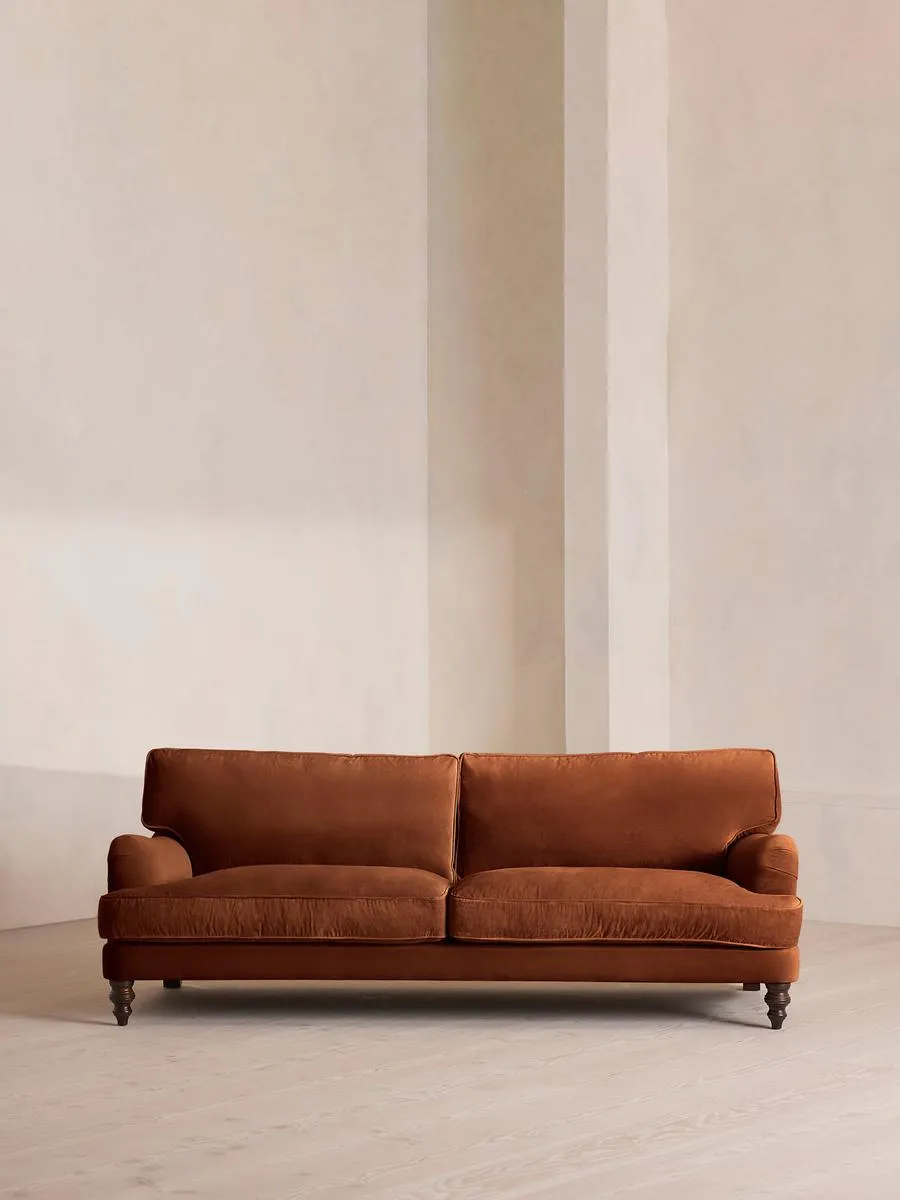 Arundel Four Seater Sofa, Velvet, Cinnamon