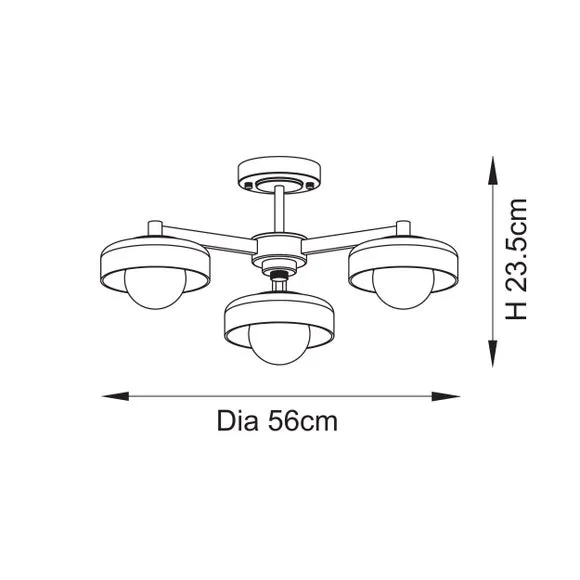 Vogue Hallie 3 Light Semi Flush Ceiling Light 6