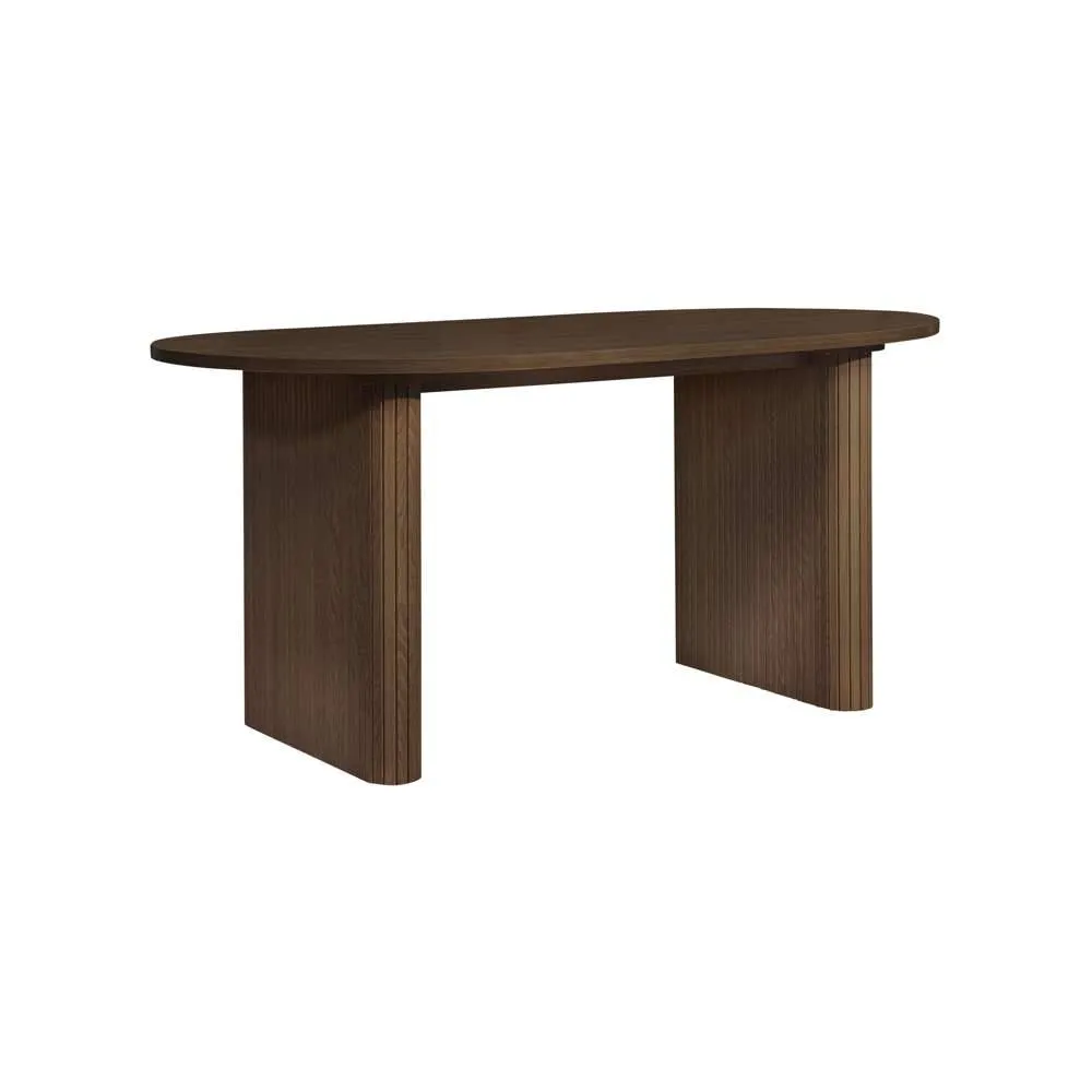 Birlea Axel Oval Fluted Dining Table With 2 Benches in Brown 6
