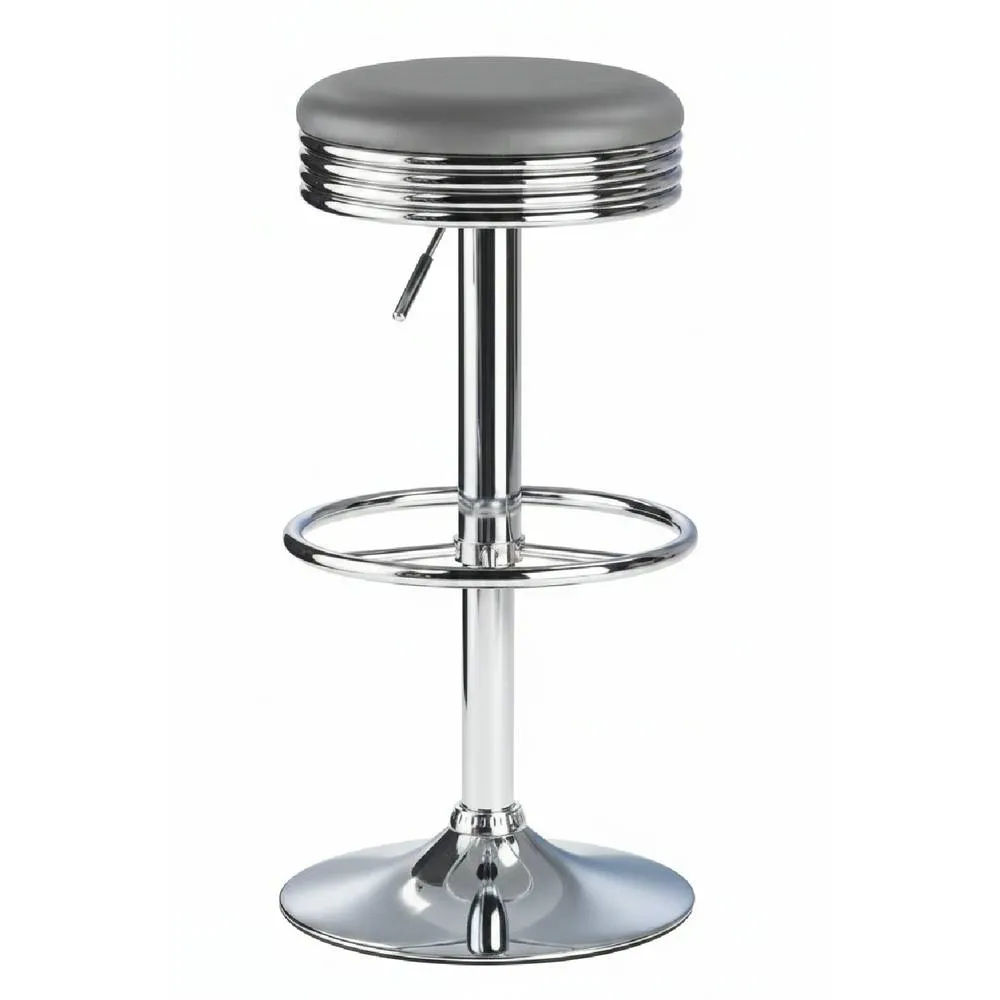netfurniture Chicago Retro American Diner Bar Stool Grey Adjustable Seat