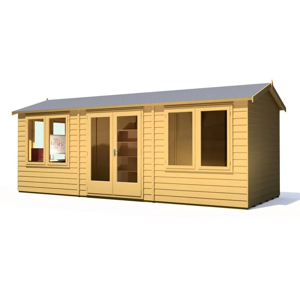 Shires Melrose 20x8 ft Double Door Garden Office - L260.4xW624.6xH250.5 cm in Light Brown 2