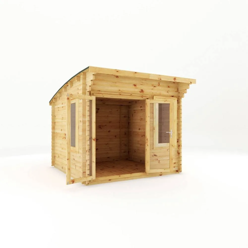 Mercia 3 x 3 m Curved Roof Log Cabin - 44 mm - L348.7 x W306 x H260 cm in Light Brown 2