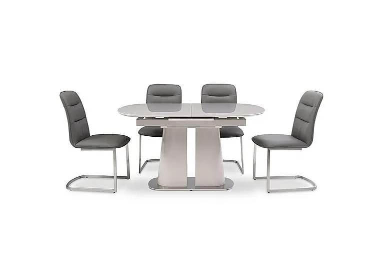 Cashmere Pop-Up Extending Dining Table and 4 Chairs - 140-cm - Charcoal