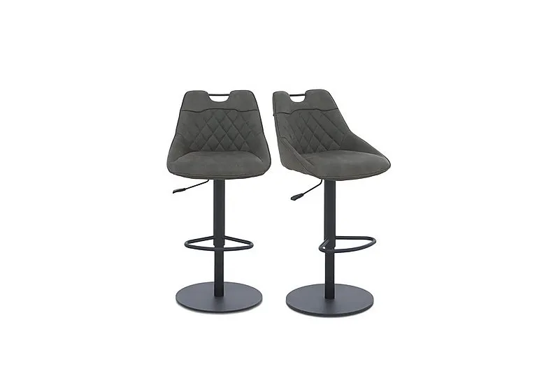 Warrior Pair of Swivel Bar Stools - Grey