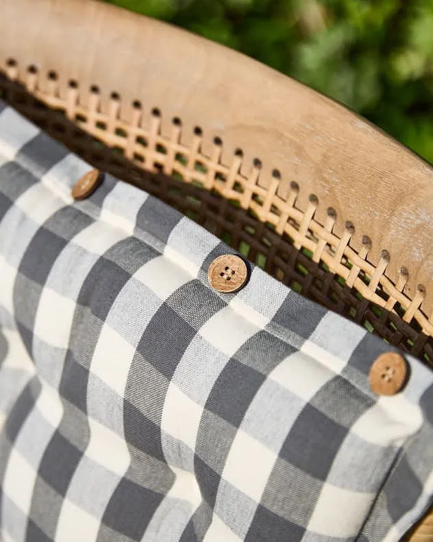 Dibor Set of 4 Grey Gingham Summer Outdoor Garden Chair Seat Pad Cushions W40 x L40cm 4